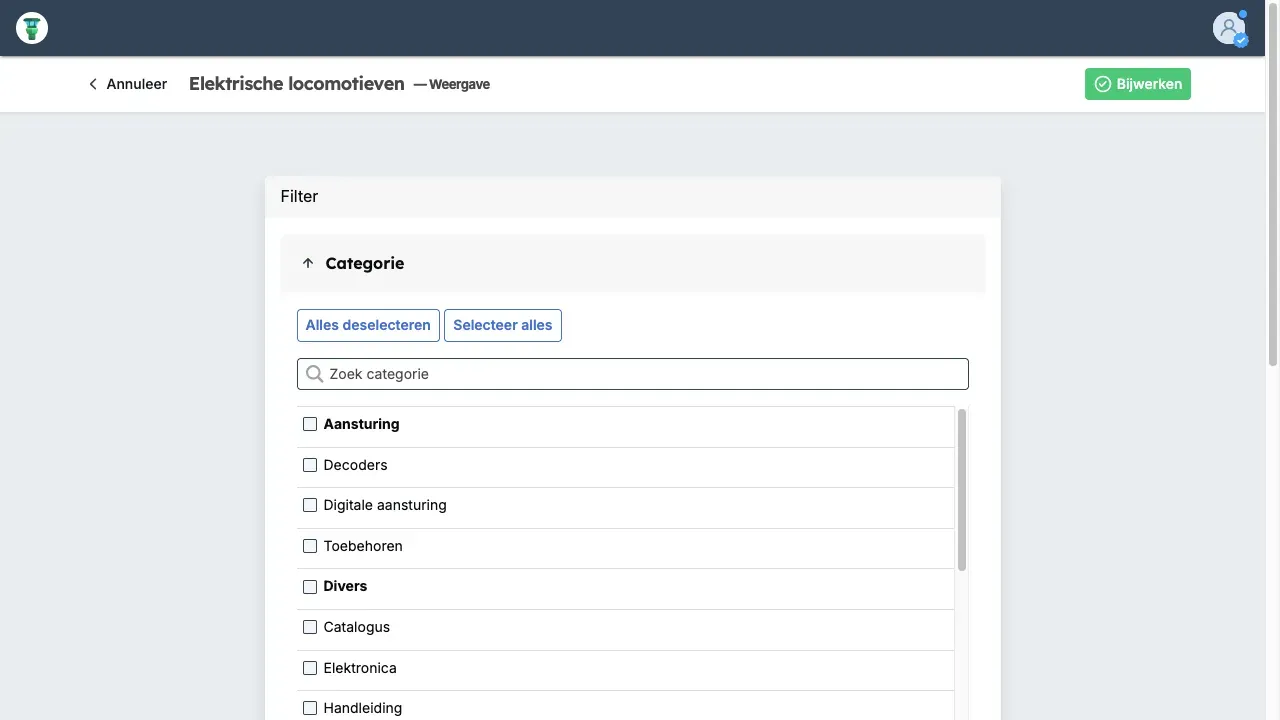 Weergave bewerken in Yard Tower