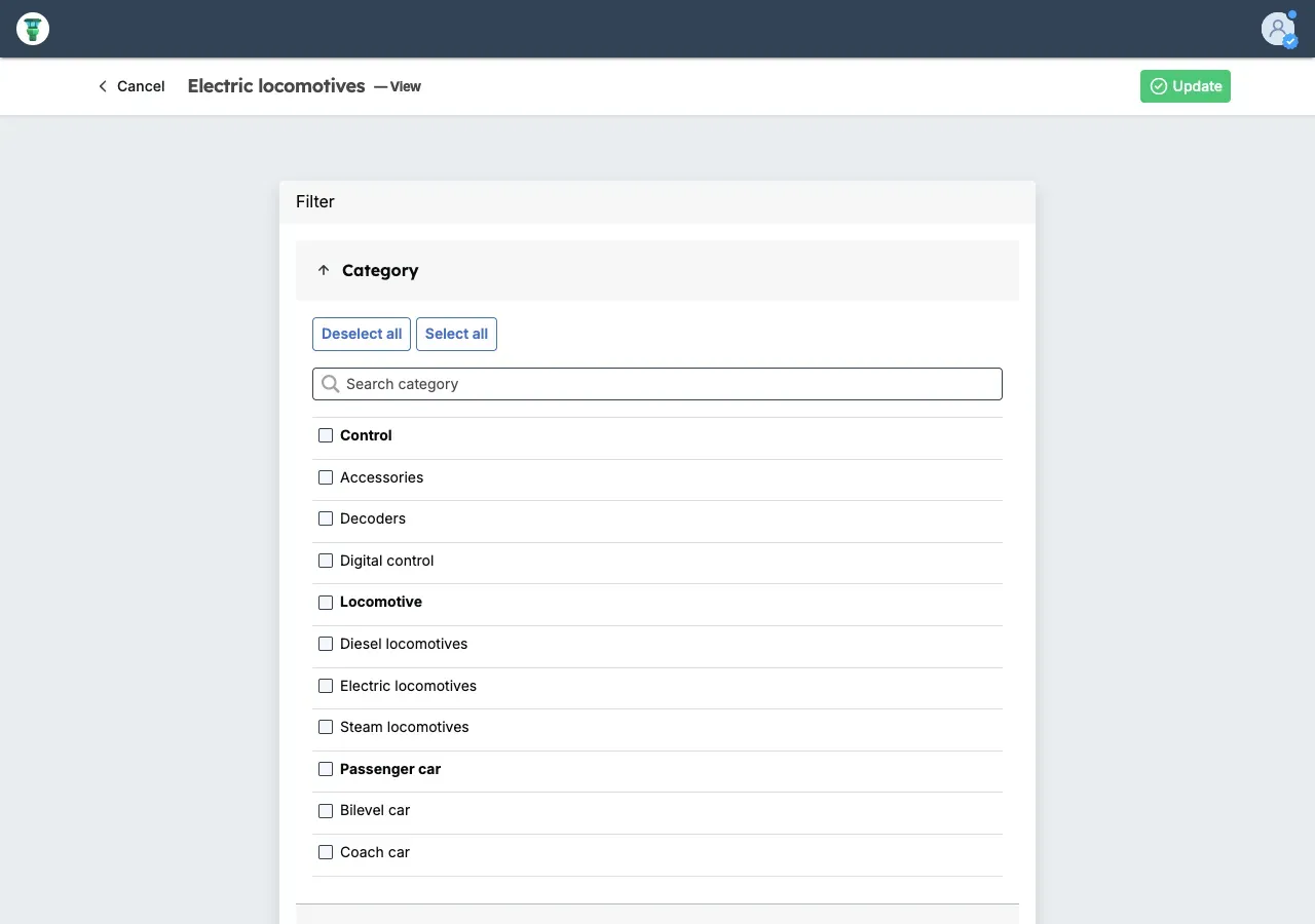 Edit view in Yard Tower