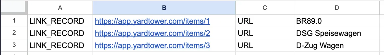 NFC tags spreadsheet